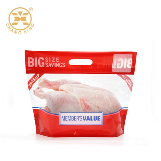 Impression personnalisée 3kg en plastique Portable emballage alimentaire Doypack fermeture éclair Mylar sac avec fenêtre pour poulet rôti Pollo Asado