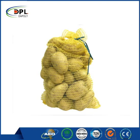 Sacs de légumes en PP ou PE Sac de pommes de terre en maille tissée avec cordon de serrage 50X80cm Vente chaude