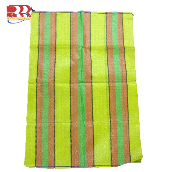 25/50 Kg PP Stripe Woven Packaging Sack PP Film Print Bag for Seed Farine Feed Maïs Riz Sucre Engrais Ciment Sable Pomme de terre Sel Produits chimiques Industrie Agriculture